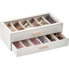 Sunglasses Storage Box for Women, Eyewear Eye Glass Organizer with Clear Top ...