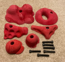 6 Red with Subtle Swirl Metolius Indoor Rock Climbing Holds w Mounting Bolts