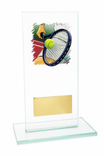Glas Tennis Pokal Auszeichnung - 5mm JADEGLAS - KOSTENLOSE GRAVUR - 150mm