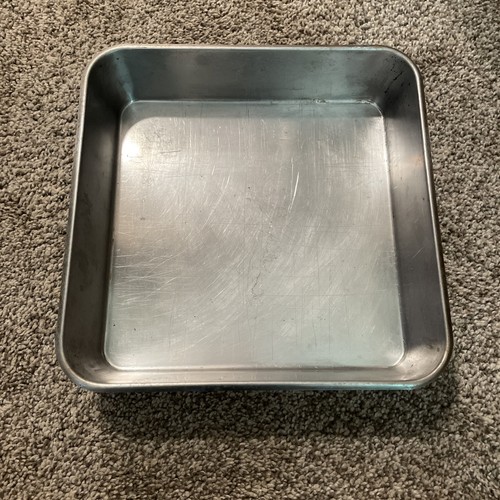 2 Vintage 9x9x2 Square Stainless Steel Cake Brownie Roast Baking Pan Made in USA