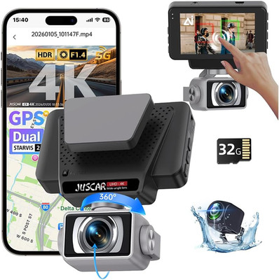 2026 AI Drive Assist 5G Wifi Dash Cam Front and Rear, UHD 4K+1080P, ADAS & GPS,