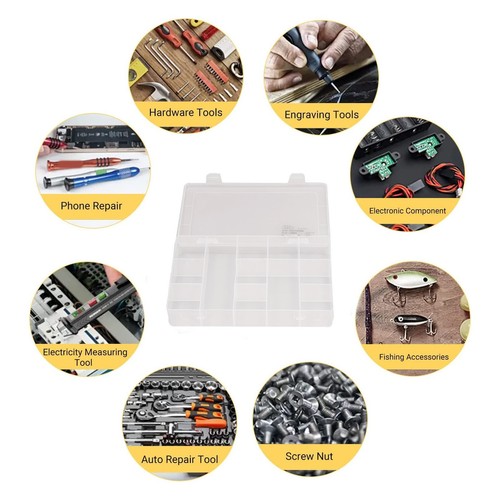 Clear Plastic Jewelry Box Organizer 12 Grids Divided Storage Container Case New - Picture 3 of 23