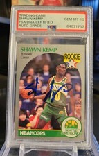 Shawn Kemp SONICS Autograph 1990 NBA Hoops Rookie Card Auto Graded PSA 10