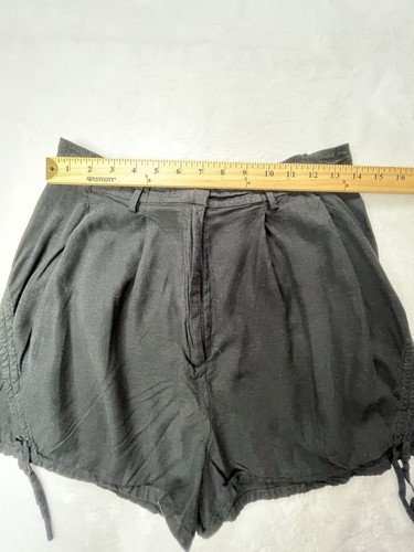 Pantalones Cortos All Saints Amara Mujer M Negro Mezcla de Lino Bolsa de Papel Cintura - Imagen 3 de 10