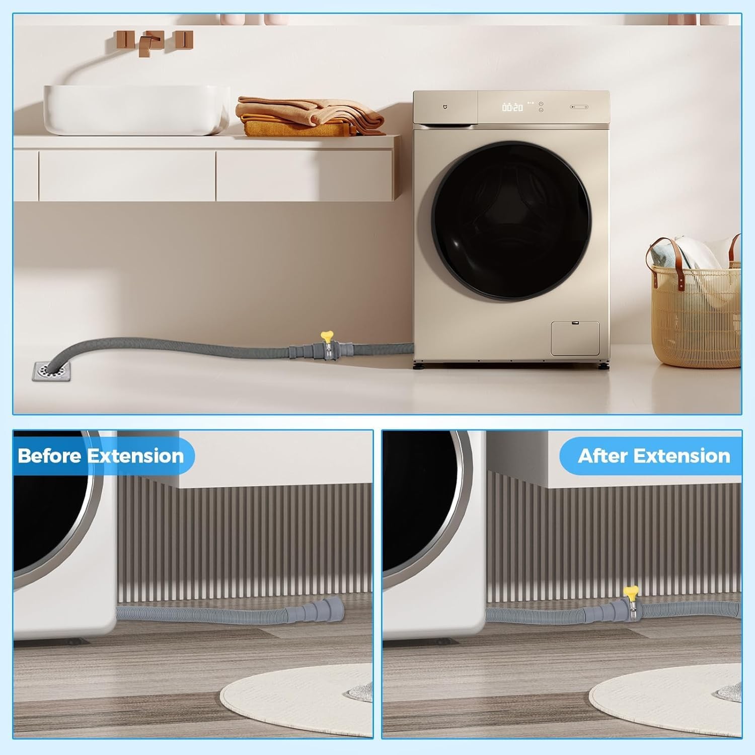 PinkCross Universal Washing Machine Drain Hose Extension, Flexible 6.5FT 