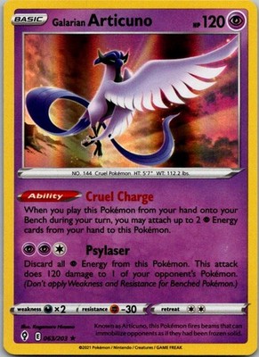 Galarian Articuno Holo Rare SWSH07: Evolving Skies 063/203 NM