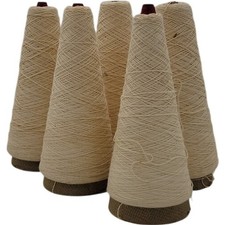 Lot of 5 Vintage Dixie Yarns 16/2 Natural Cream Weaving Knitting Yarn Cone 56943
