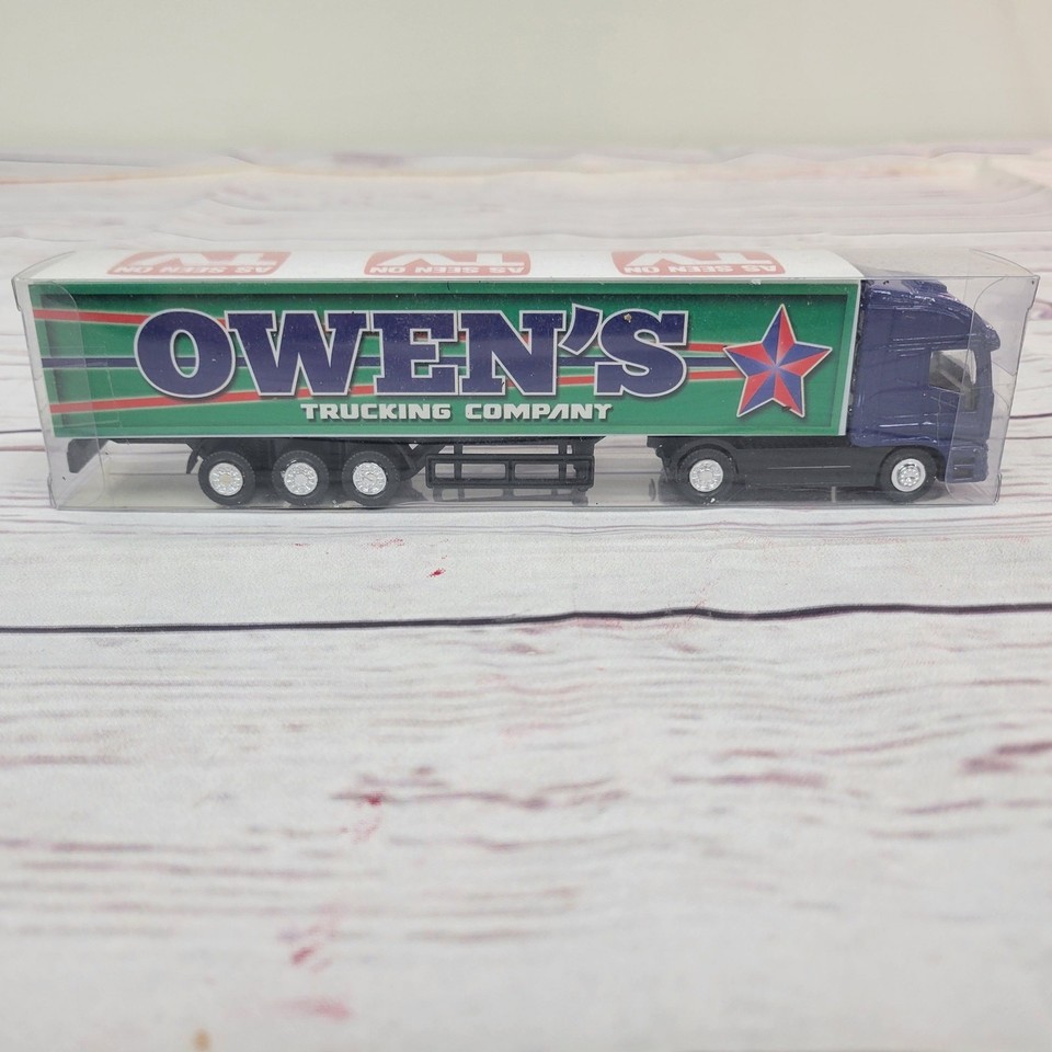Vintage Owen’s Trucking Company Semi Tractor Trailer Navy Blue Cab 1/64