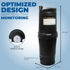  175 Square Foot In-Ground Above Swimming Pool Spa Cartridge Filter Clear Water