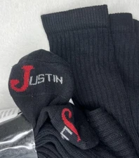 Justin Half Cushioned Over The Calf Socks 3 pairs Black Men’s Large Size 10-13