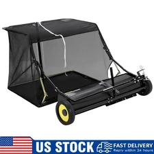 50" Tow Behind Lawn Sweeper Leaf Collector Sweeper for Lawn Grass Sweeper Debris