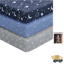 Baby Crib Sheets 95 Polyester 5 Spandex 28x52in 3 Pack Breathable Soft Fitted...