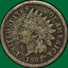 1863 Indian Head Cent Good G Coin, Corrosion #43687