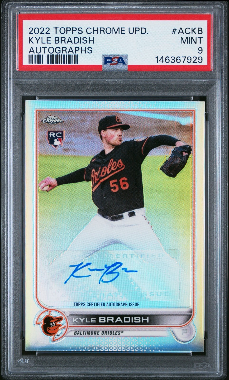 2022 Topps Chrome Update KYLE BRADISH #ACKB Rookie Auto RC PSA 9 MINT