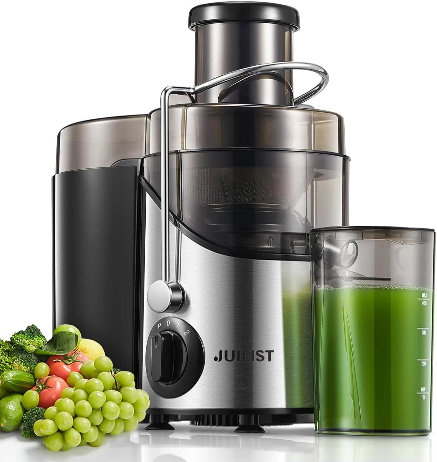 Juicer Machines, Juilist 3" Wide Mouth Extractor Max Power Silver