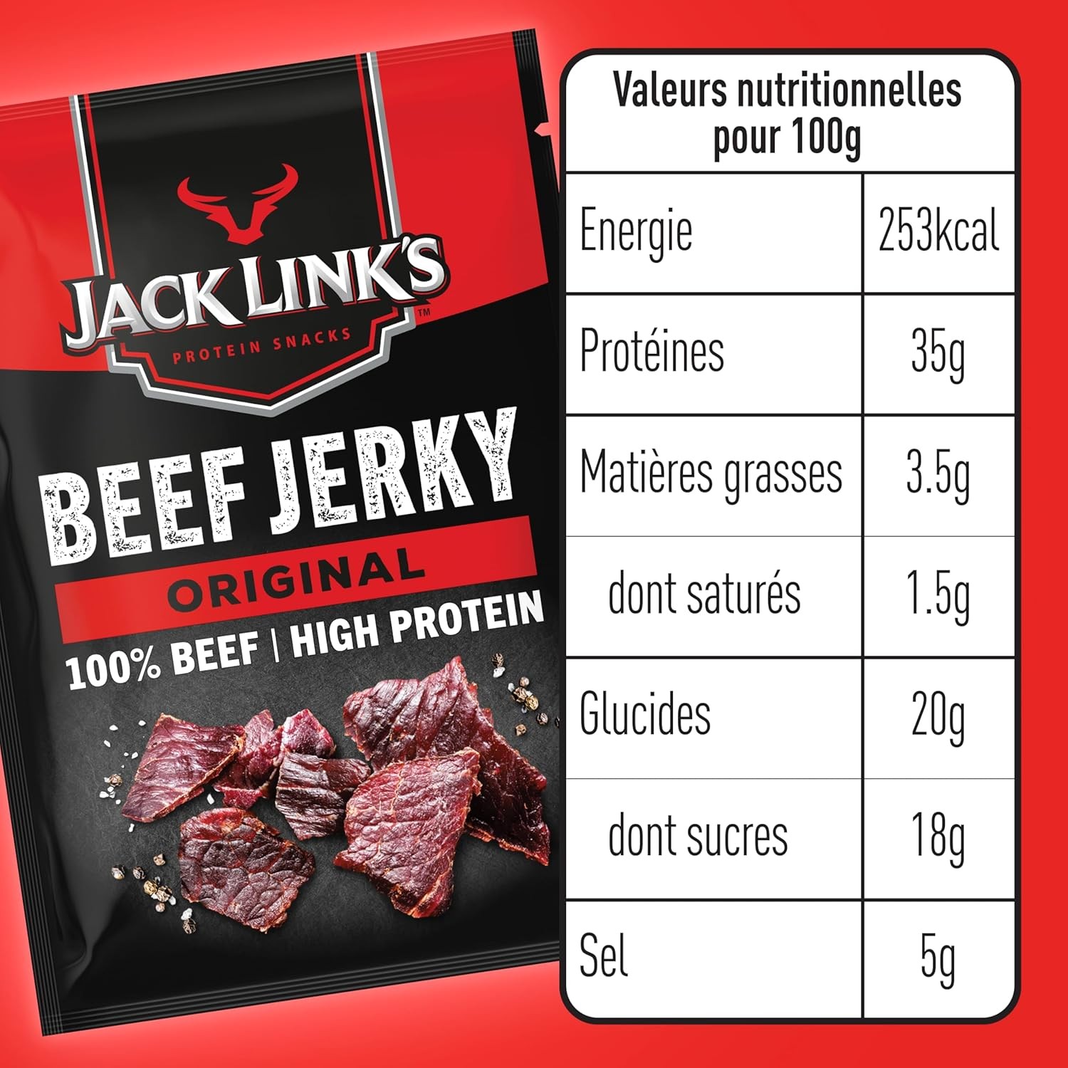 Viande séchée riche en protéines Jack Links Beef Jerky pour la récupération - 2