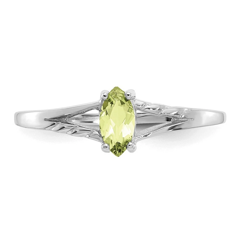 10K White Gold Peridot Ring Polished Birthstone Size 6 for Women - Image 4 of 4