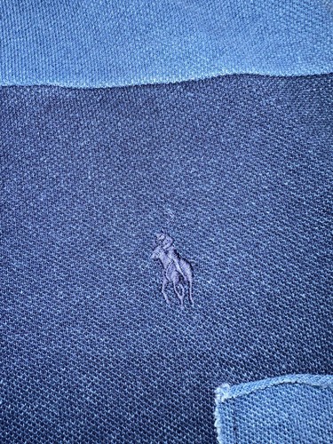 Polo Ralph Lauren Indigo Classic Fit Denim Patchwork Polo Shirt Mens Size Large - Picture 2 of 12