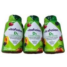 Vitafusion D3  Gummies 50 MCG Berry Peach Flavor 150 Count, March 2027, 3 Pack