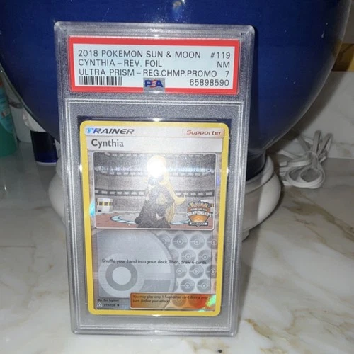Pokémon 2018 Cynthia Trainer 119/156 League & Championship Reverse Holo PSA 7