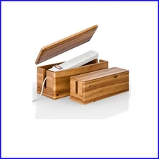 Large and Small Acacia Cable Management Boxes - Safe Design for Families & Pets