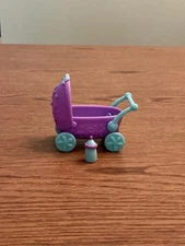 Littlest Pet Shop Purple w/ Blue Baby Carriage Stroller w/ Baby Bottle 