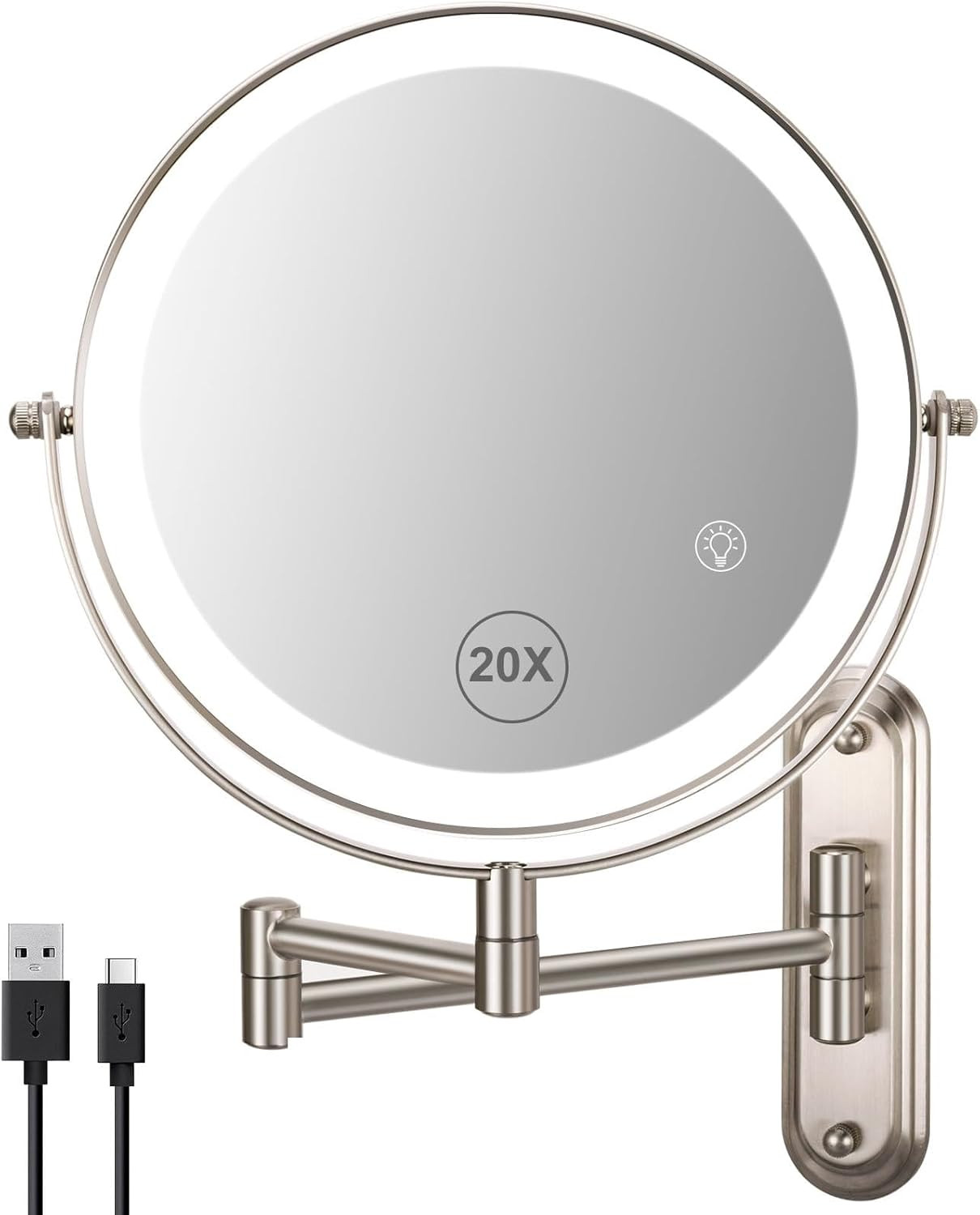 Wall Mounted Makeup Mirror 1X/20X Magnifying Mirror with 8.5