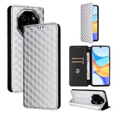 For Blackview Shark 6 / Oscal Tiger 8 Cubic Grid Texture Flip Leather Phone Case