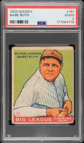 1933 GOUDEY #181 BABE RUTH PSA 2