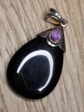 Vintage Sterling Silber Onyx Anhänger