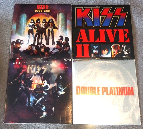 7 vintage KISS LP lot~Alive 1 & 2, Platinum, Love Gun ~Casablanca originals