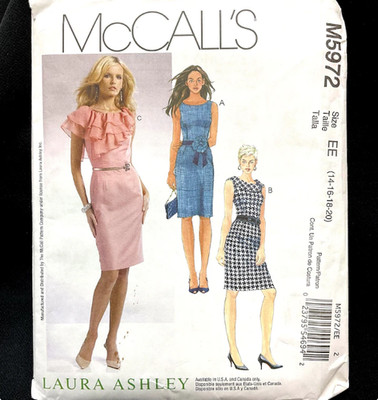 McCall's M5972 Sewing Pattern Women's Retro Sleeveless Pencil Dress Size 14-20
