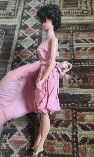 Vintage 1962 brünette Bubble Cut Midge Barbie Puppe #7 Körper rosa Kleid Japan *wie abgebildet* - Bild 4 von 18