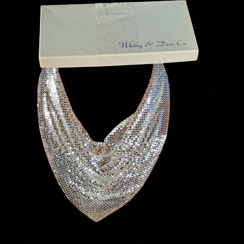 VINTAGE WHITING & DAVIS ATEMBERAUBEND Silber MESH LATZ/SCHAL SIGNIERT HALSKETTE - Bild 5 von 12