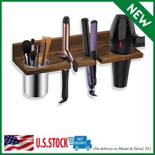 Hair Tool Organizer Wall Mounted Wooden Hair Dryer Holder Blow Dryer Holder