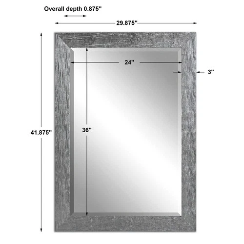 Uttermost 14604 Silver/Grey Tarek Crisp Texture Mirror - Picture 2 of 4