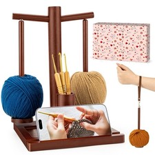 2-in-1 Yarn Holder for Crocheting and Knitting, Dual Spindle Magnetic Yarn Sp...
