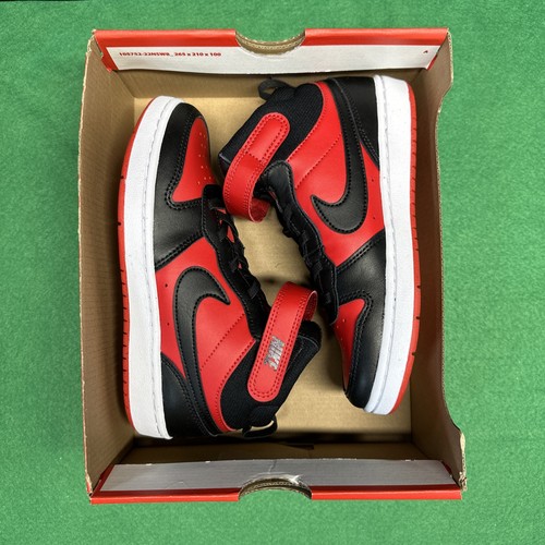 NEW Nike Court Borough Mid 2 Red/Black Kids Shoes Youth Size 2Y CD7783-602 - Picture 2 of 4