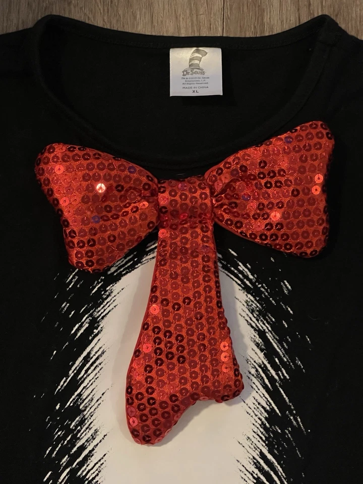 Cat In The Hat T Shirt Dr. Seuss Cosplay Red Bow Child XL (8-10 Yrs) - Image 4 of 4