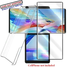 For LG Wing 5G LM-F100T Tempered Glass Screen Protector Back Hard PC Cover Phone