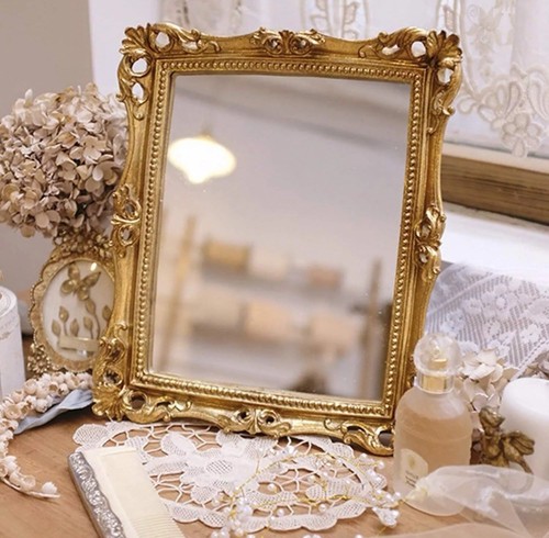 NIB Gold Hollywood Regency Frame Wall Stand Mirror Luxury Elegant Antique Style