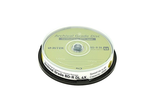 10 Pack Ritek BD-R DL 50GB 4X Archival Grade Blank Disc Certified by ADTC Japan - 第 1/5 張圖片