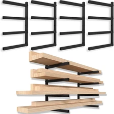 4 Pack Lumber Storage Rack, 4-Level Metal Wall Mount Wood Organizer for Indoor O