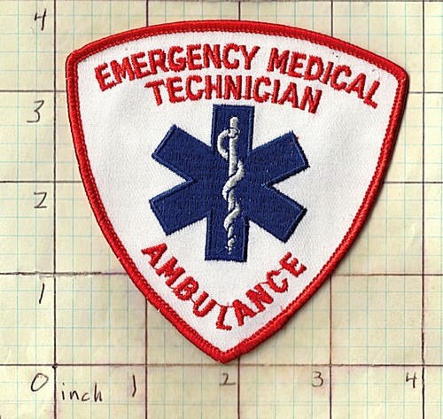 Emergency Medical Technician Ambulance red red shield bg43 fire rescue EMT patch