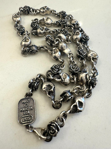 RARE-King Baby Studio 3-D Skull & Rose "for the chosen few" necklace 26"  $2400
