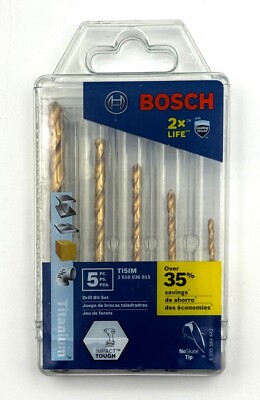 BOSCH Impact Drill Bit Set 5 pc Titanium Multi-Material CHN TI5IM ~ Free Shipp.