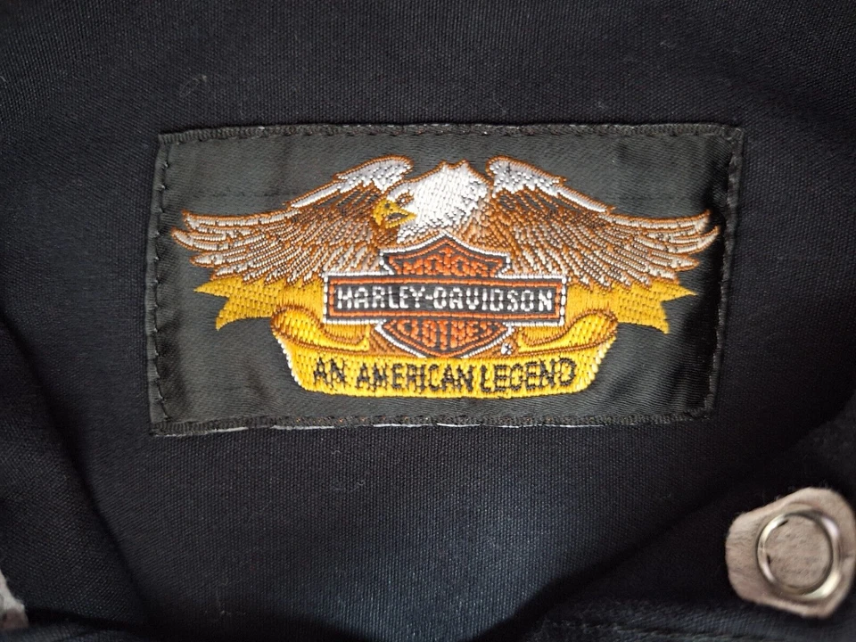 Рубашка мужская HARLEY-DAVIDSON черная кожаная с логотипом значок с длинным рукавом функциональная - Изображение 3 из 4