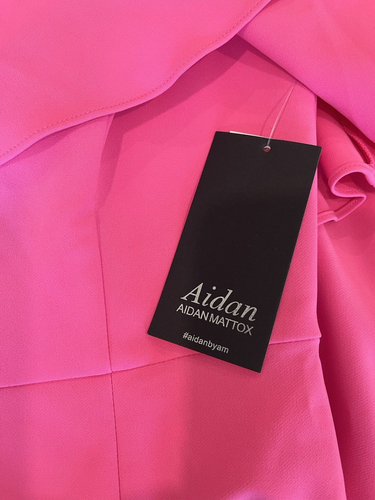 Aidan Mattox womens Strapless Popover Long Column Gown size 6 Neon Pink $220 - Picture 9 of 13