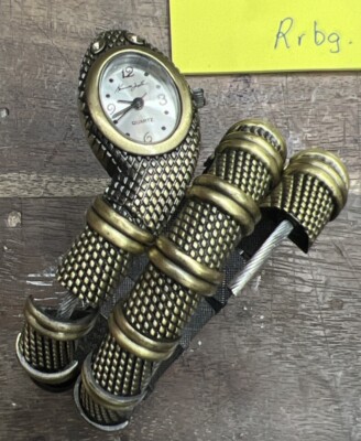 Kenneth Jay Lane SNAKE Diamond Eyes Stretch Watch Working