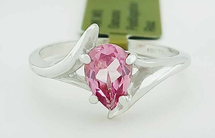 GENUINE  1.05 Cts PINK SAPPHIRE RING 10k WHITE GOLD - Free Certificate Appraisal